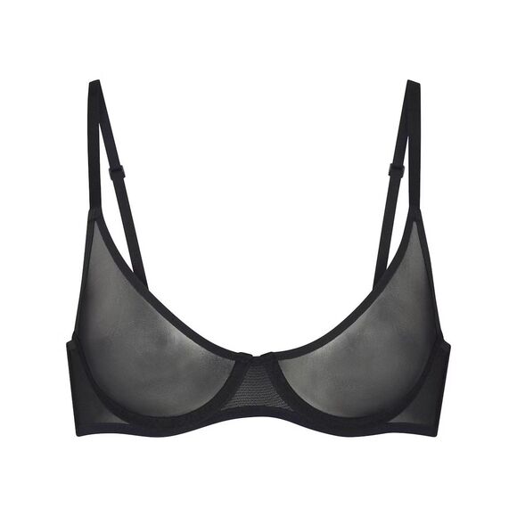 Skims Ultra Fine Mesh Scoop Bra Onyx Size 38C - Picture 1 of 10